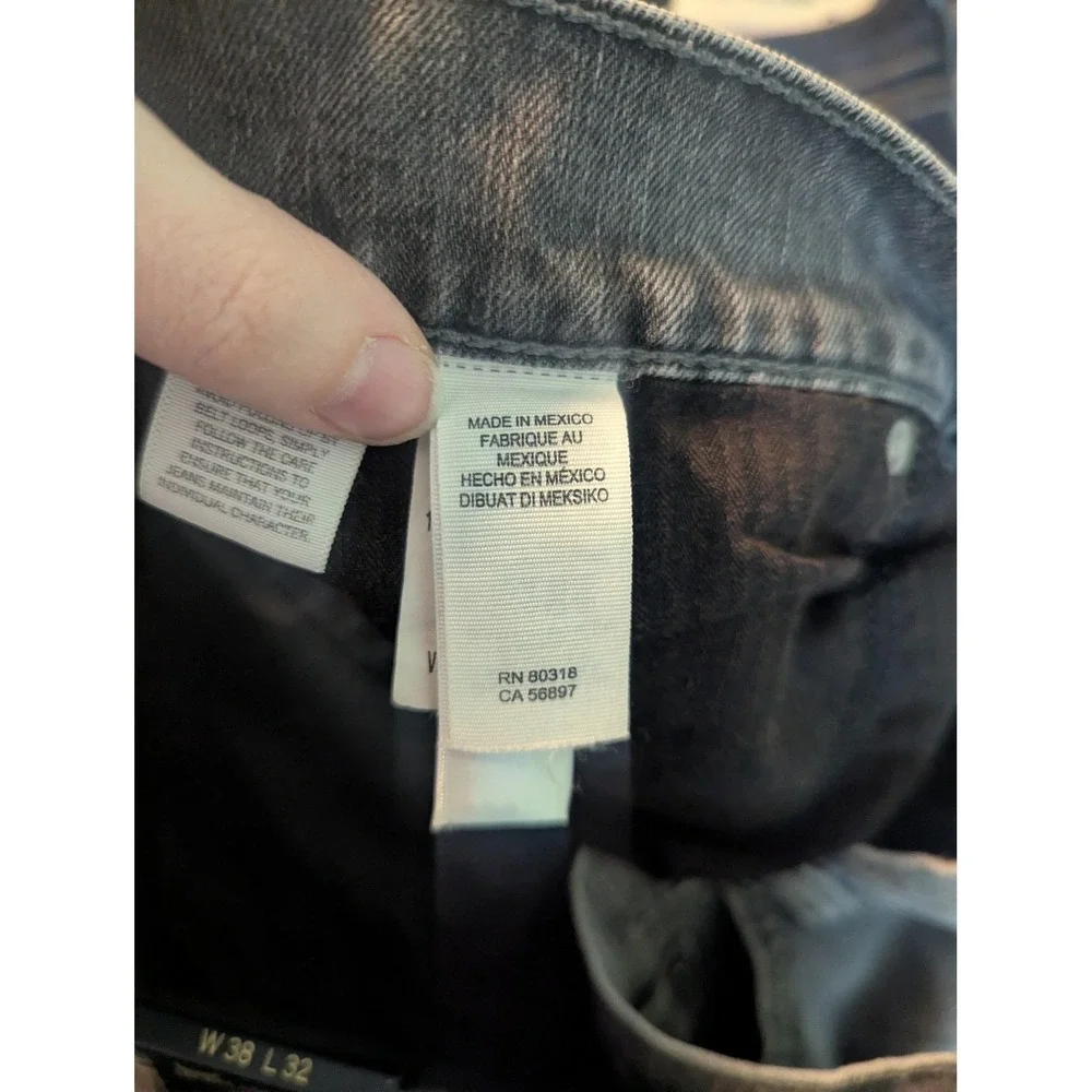 Lucky Brand 181 Relaxed Straight Jeans Mens 38x32 Gray Medium Wash Stretch Denim